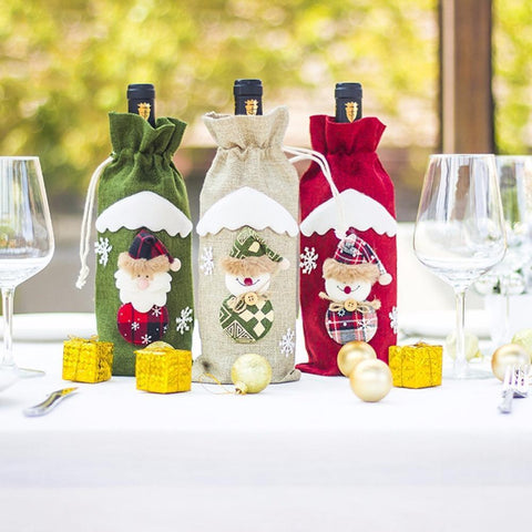 Knitted Christmas Wine Bottle Covers